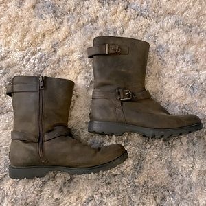 Ugg Grandle Women's Brown Leather Buckle Moto Boots 8.5